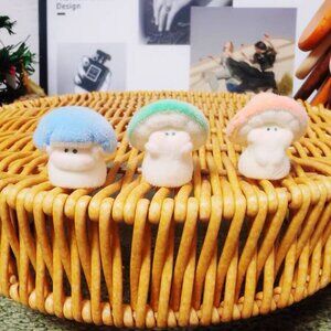 Mini Flocked Mushroom Trio Decor